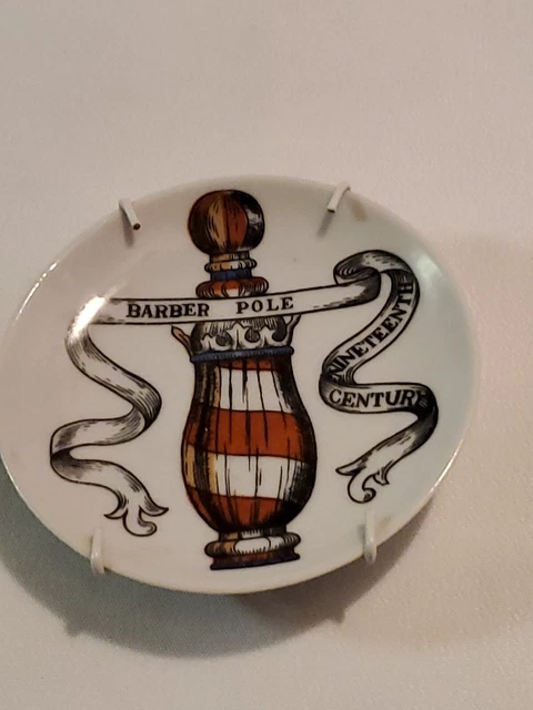 Mini 4"  Plate Fornasetti Era Lipper & Mann Japan 19th Century Inventions Barber