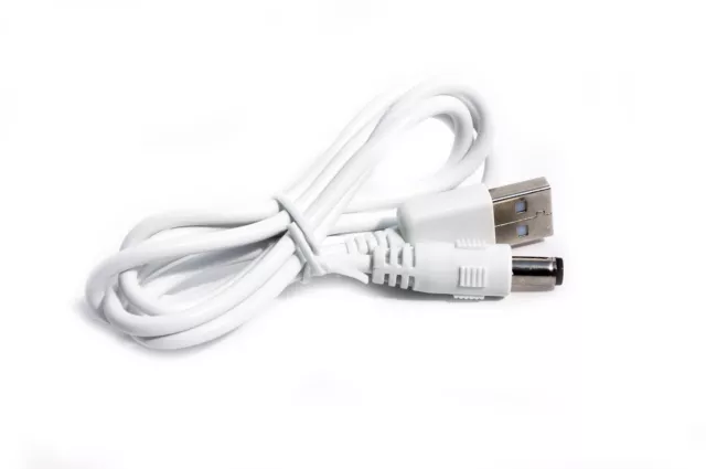 90cm USB White Charger Power Cable Adaptor for View Quest VQ Retro 1 DAB Radio