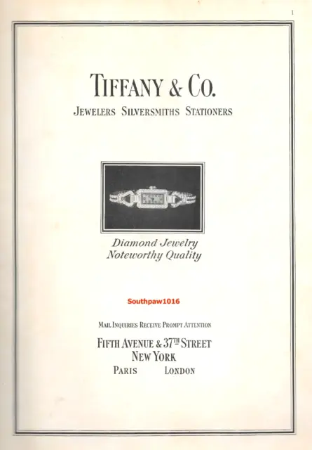 1932 Tiffany & Co. Jewelers Silversmiths Stationers Original Vintage Print Ad