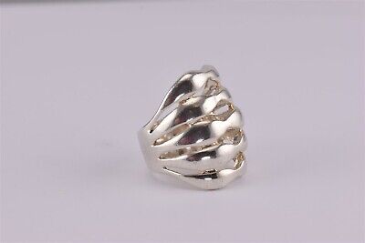Sterling Silver 23mm Puffy Stacked Openwork Statement Band Ring 7g 925 Sz: 5