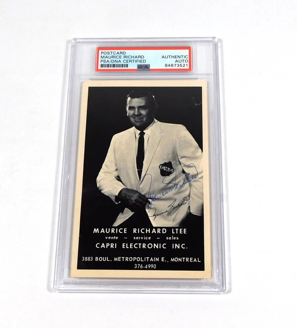 Maurice Richard Signed B & W Postcard Canadiens PSA/DNA Auto