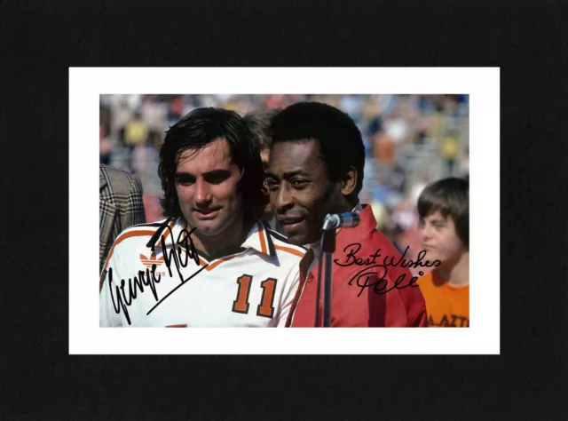 8X6 Mount GEORGE BEST & PELE Signed PHOTO Ready To Frame MANCHESTER UNITED