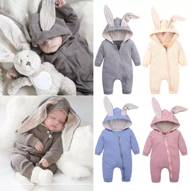 Cute Rabbit Bunny Ear Romper Jumpsuits Bodysuits For Baby Kids Newborn Toddler