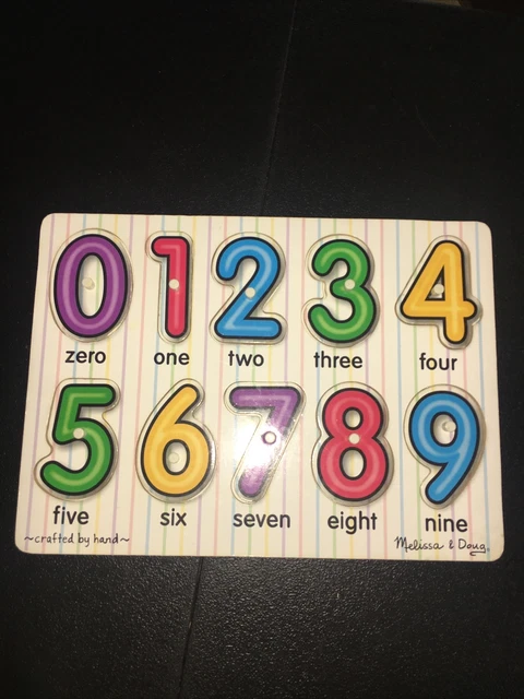 Melissa & Doug Wooden Tray Puzzle Numbers 0-9 Peg Puzzle