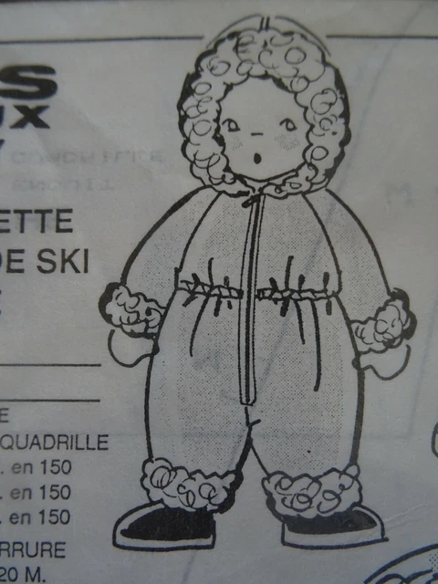Patron De Couture Vintage Modes & Travaux - Combinaison De Ski Pour Poupée - Janvier 1997 - Occasion