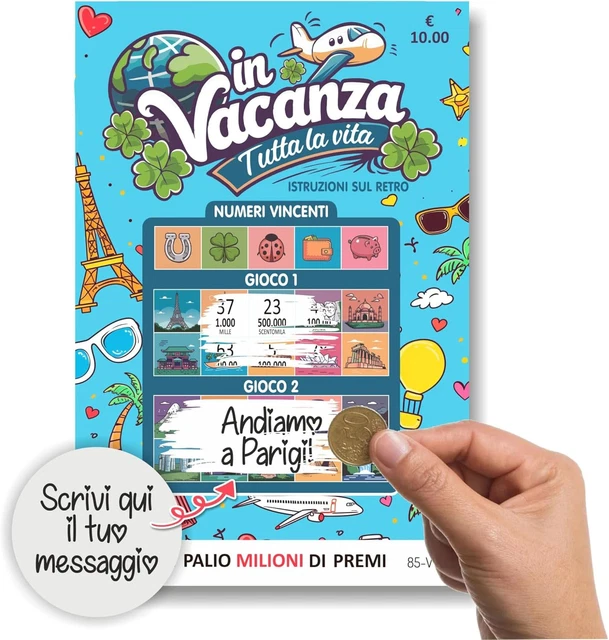 Biglietto D'Auguri Con Adesivo Da Grattare - Buono Viaggio Sorpresa, Carta D'Imbarco Personalizzabile Per Regalo Di Compleanno, Natale E Anniversario