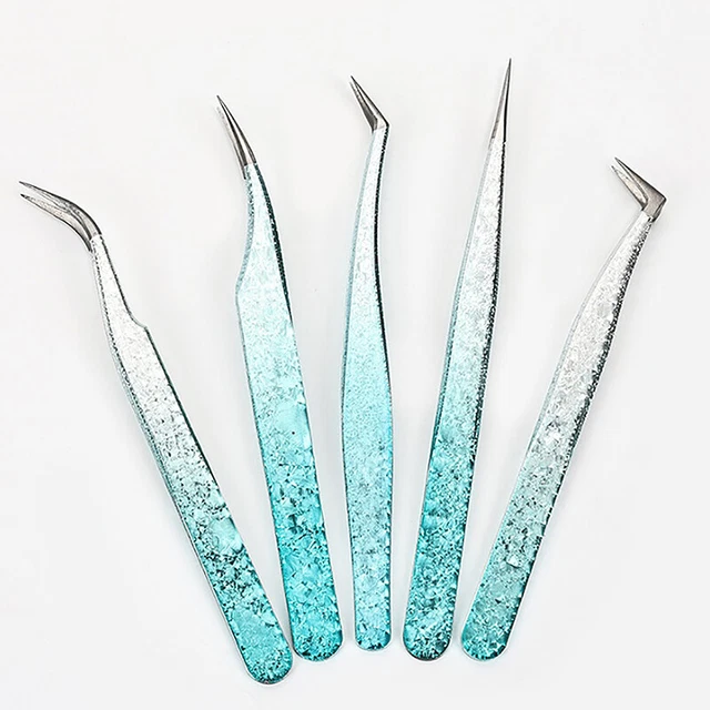 2PCS Eyelash Tweezers Eye Lash Clip Remover Tool False Extension Curved Point **
