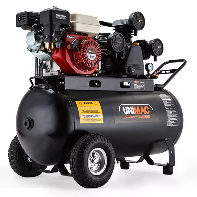 8HP Air Compressor 115PSI 120L Petrol Powered Industrial Air Conditioning Unimac