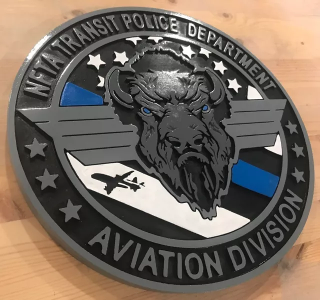 Police NFTA Transit Aviation 3D routed carved wood patch plaque Sign Custom