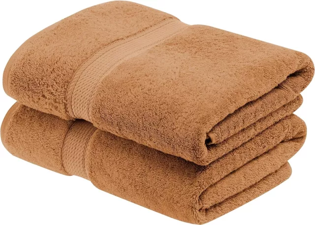 SUPERIOR - 900GSM BATH RT Egyptian Cotton Solid Towel Set, 2PC Bath, Rust, 2 Cou