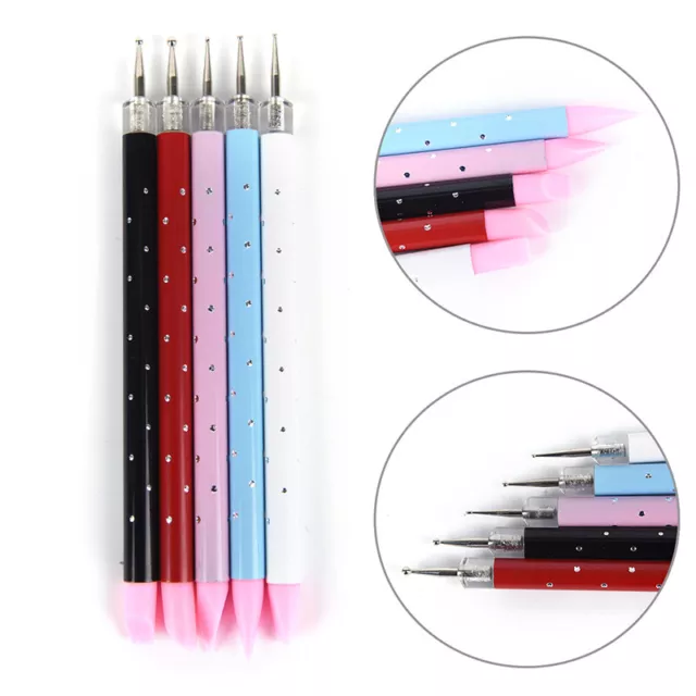 Double Different Head Dotting Pen Nail Dotting Tool Tips Bead Picker Wax Pen -wf