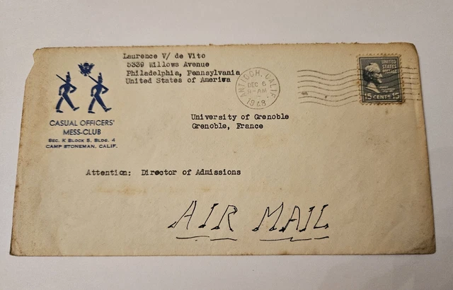Airmail USA To France 1948