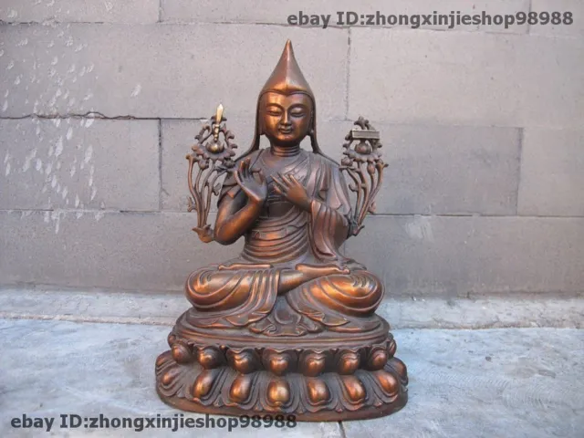 Tibet Buddhism Temple Copper Bronze Tsong-kha-pa Tsongkhapa Guru Buddha Statue