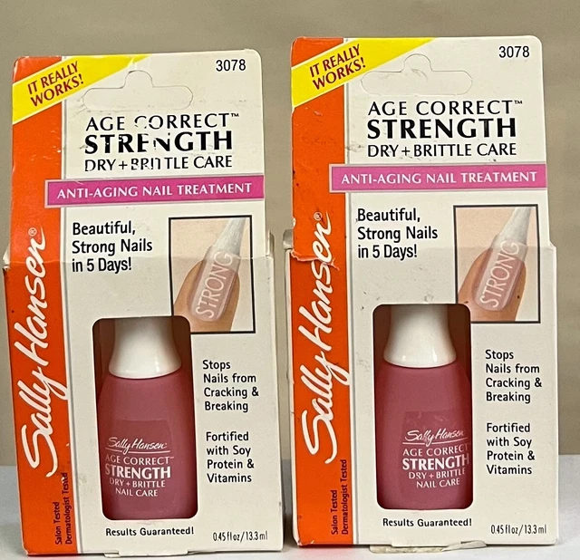 2 tratamientos de uñas antienvejecimiento Sally Hansen Age fuerza correcta 3078 0,45 oz cada uno