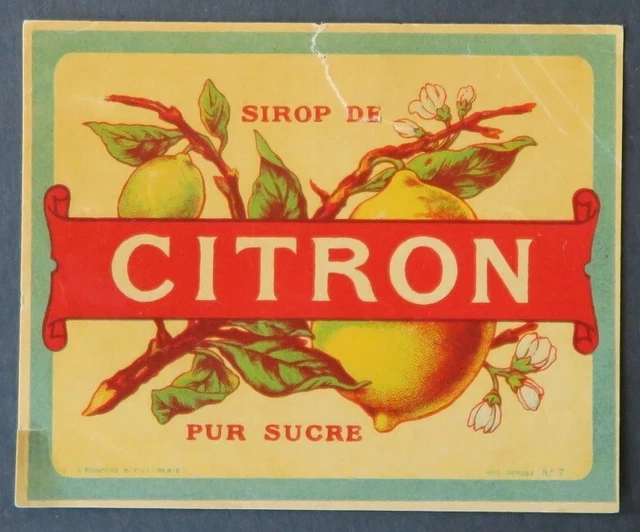 Jean Bouteille -- Contre étiquette sirop de citron - lot de 50 - bio