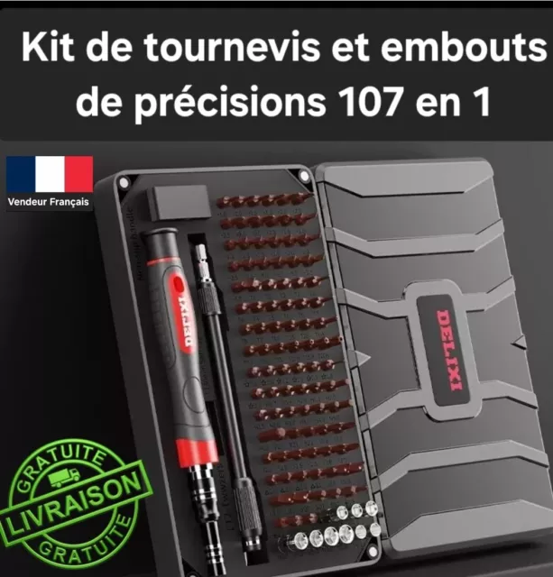 Jeu / kit D'Embouts Tournevis Magnétiques De Précision Embout Hexagonal 107 en 1