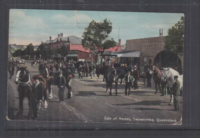 QUEENSLAND, 1913 ppc. Toowoomba, Sale of Horses, 1d. to Umtali, Rhodesia.