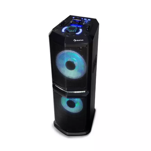 Active Party Loudspeaker Bluetooth DJ 2x10" Subwoofer Radio USB LED LCD 8000 W