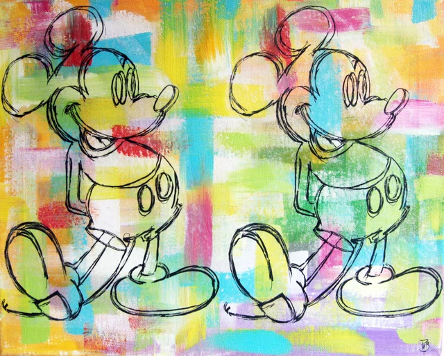 MICKEY WARHOL BIS Tableau street pop art PyB french painting canvas