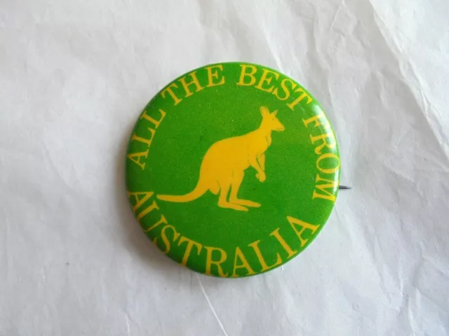 Cool Vintage All the Best from Australia Kangaroo Souvenir Pinback Button