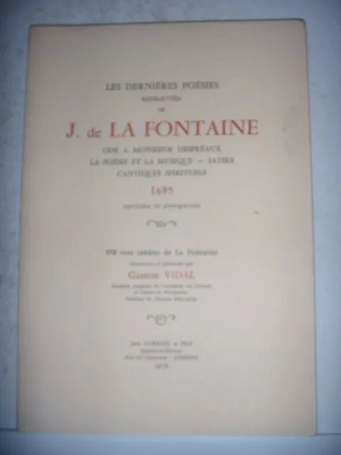 Les dernières poésies retrouvées de La Fontaine + 570 vers inédits, 1979, TBE