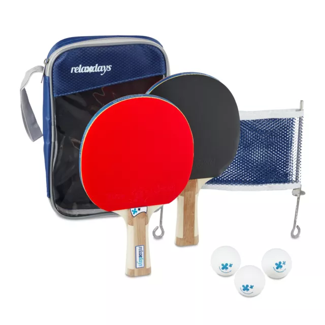 Tischtennis Set mit Netz Ping Pong Set 2x Tischtennisschläger 3x Tischtennisball