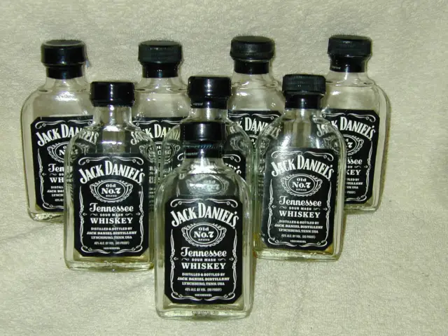 (14) Jack Daniel's Jack Daniels 100Ml Black Glass Bottles  Recycled   (Empty)