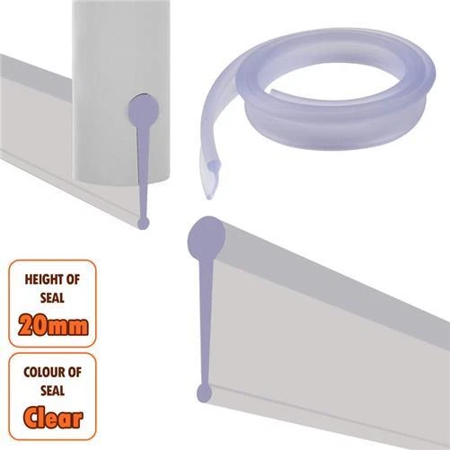 REPLACEMENT RUBBER SEAL for Folding Bath Shower Screen Enclosures CLEAR