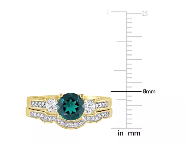 4/5 CARAT (CTW) Lab-Created Emerald Bridal Wedding Ring Set 10K Yellow ...