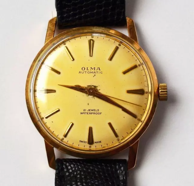 OLMA automatic 14 Karat 585 Gold Gelbgold Armbanduhr Herrenarmbanduhr 1950/60er