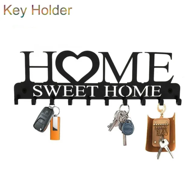 New Iron Wall Mounted Home Sweet Hanging Hanger Hooks Hat Key Holder Rack Shelf