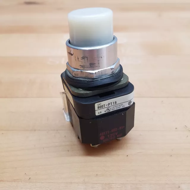 Allen Bradley 800T-PT16W Series T Momentary Contact Push Button, White, 120VAC
