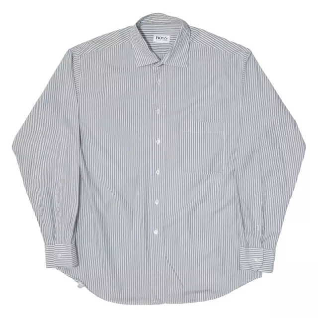 HUGO BOSS MENS Shirt Grey Striped Long Sleeve L £21.99 - PicClick UK