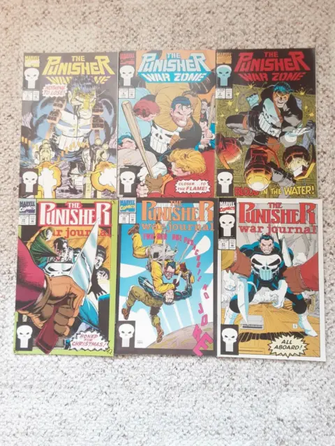 Lot Of 6 Vintage The Punisher 3 War Journal & 3 War Zone Marvel Comic Books