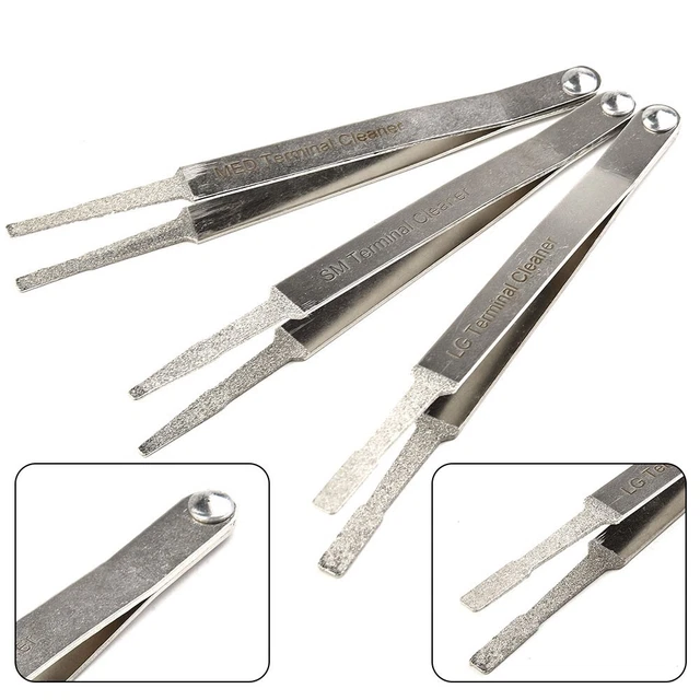 3 X Electric Terminal Cleaner Kit Spade Pin Connector Tweezer Cleaning Tools New