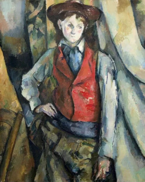 Boy in a Red Waistcoat by Paul Cezanne Giclee Repro on Canvas