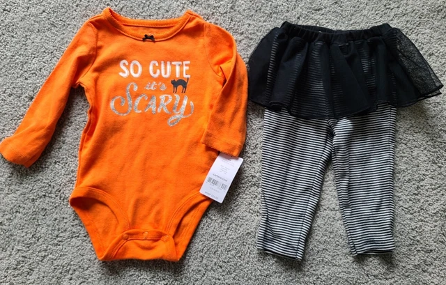 NWT Carter's baby girl 6M Halloween cat outfit set tutu pants bodysuit so scary