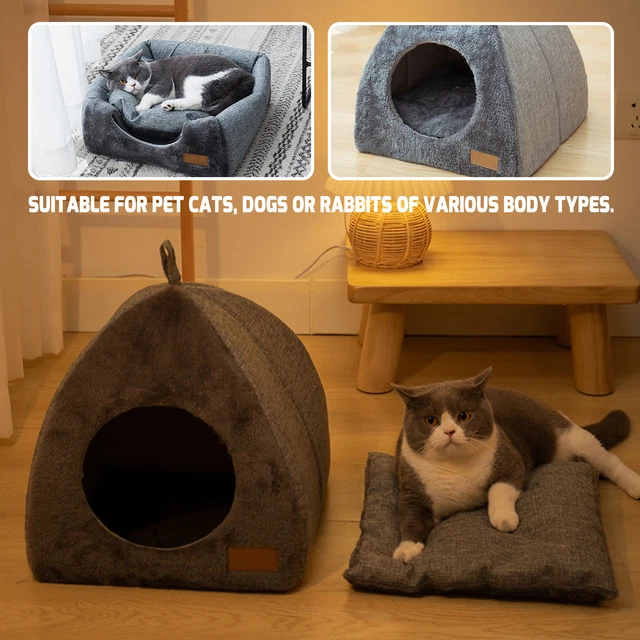 Cat Bed Cave Triangle Short Plush Dual-Use Cat Bed Warm&Comfortable Pets Dog Bed