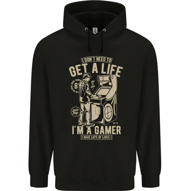 Felpa con cappuccio Gaming I Dont Need to Get a Life Gamer da uomo 80% cotone