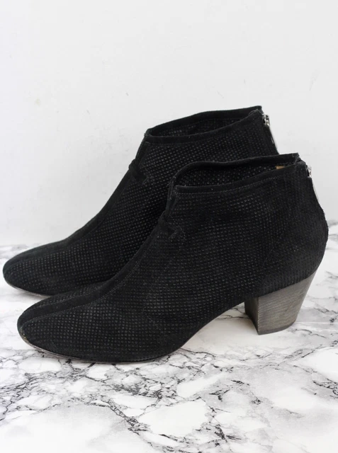 Aquatalia Russell & Bromley Daim Noir Xcel Sec Bottes, Taille UK 7.5 / Ue 40.5