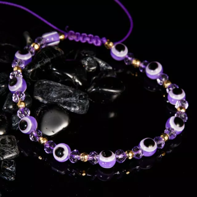 Fashion Lucky Evil Eye Crystal Beaded Bracelet Adjustable Women Men Jewelry Gift