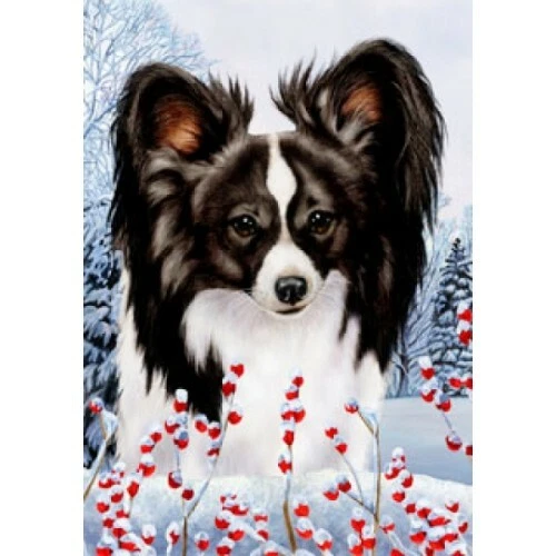 Winter Garden Flag - Black and White Papillon 150781