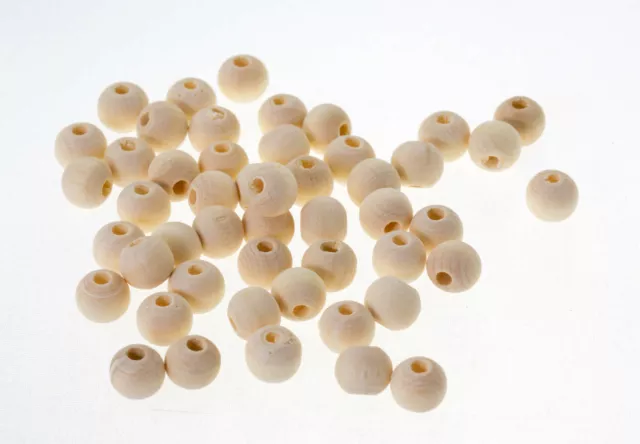 20 - 50 Perles en Bois 8mm Naturel