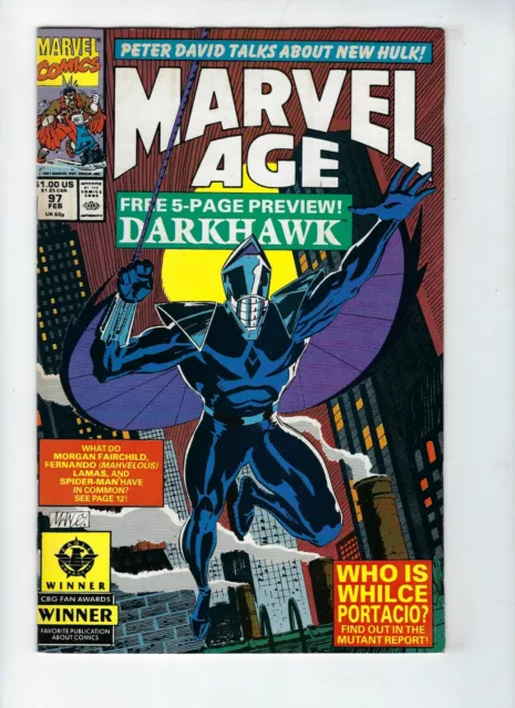 Marvel Age # 97 (1St Darkhawk, Feb 1991) Vf