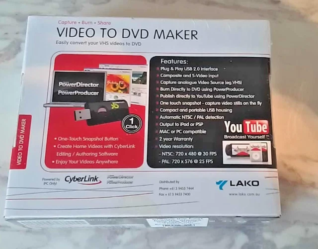 KAISER BAAS CONVERT VHS Video To DVD Maker USB with Software brand new ...