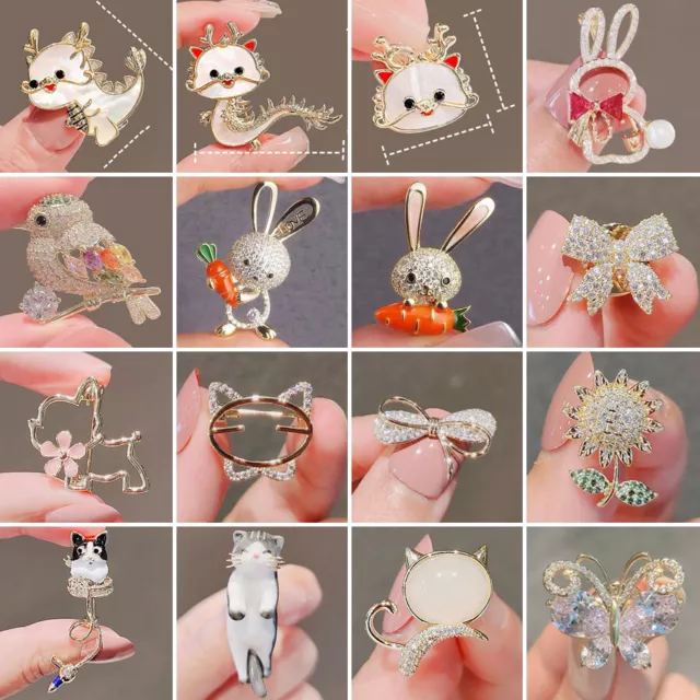 Fashion Crystal Cat Dragon Brooch Pin Small Badge Clothing Collar Women Jewelry