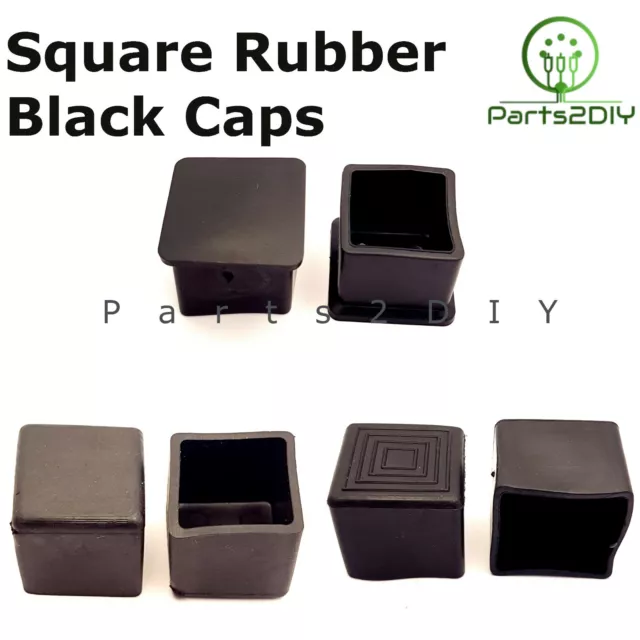 Square Rubber Chair Table Feet Furniture End Cover Caps Anti Slip Skid UK