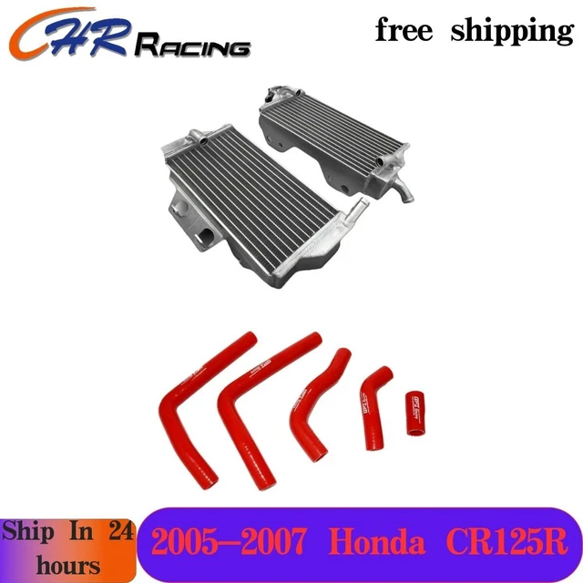 Aluminum Radiator + RED HOSE For 2005-2007 Honda CR125 CR125R CR 125R CR 125 R