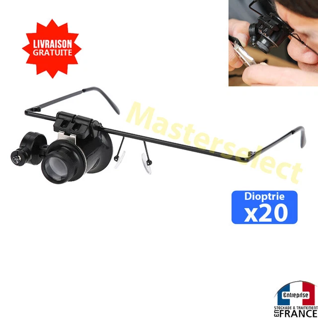 Loupe Lunettes De Bijoutier x20 Avec Lampe Eclairage A Led Pour Travaux Pas Cher