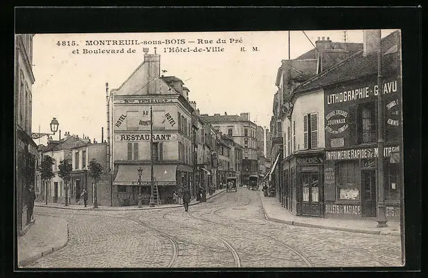 CPA Montreuil-sous-Bois, Rue du Pré et Boulevard de l´Hotel-de-Ville